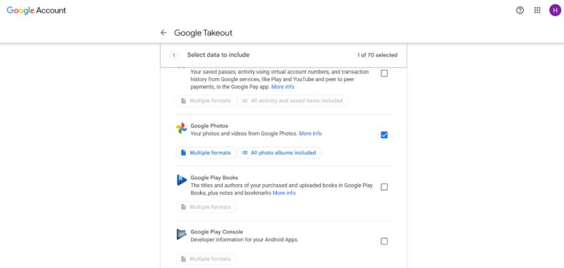 selecting google photos