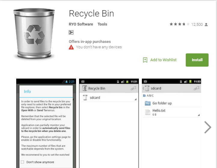 android data recycle bin
