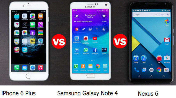samsung note 4 vs iphone 6 + vs motorola nexus 6