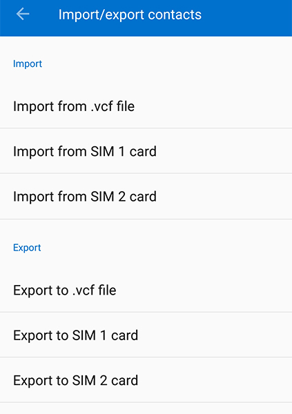 export contacts