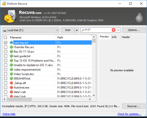 download the last version for android Recuva Professional 1.53.2096