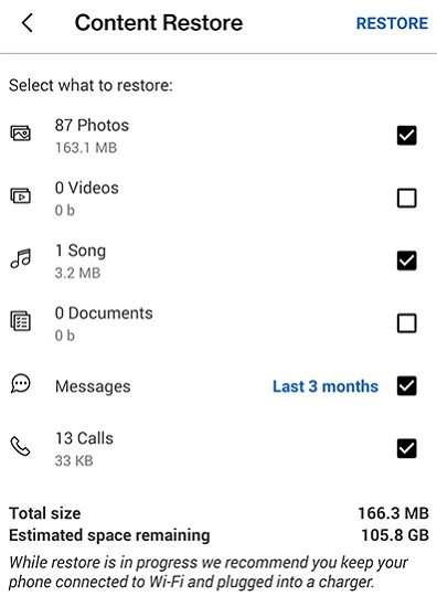 how to restore contacts from verizon cloud