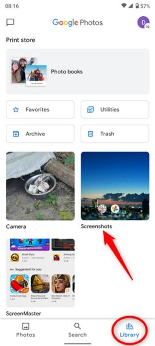 where does android store screenshots