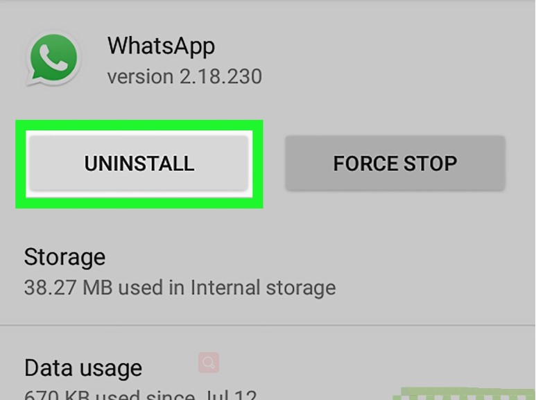 uninstall whatsapp