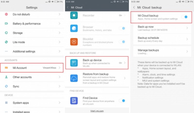 mi cloud photo manager - backup data to mi cloud