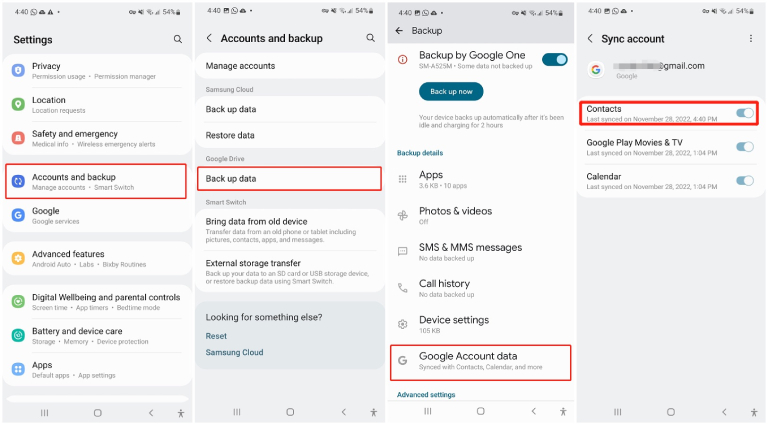 backup samsung phone to pc via google account