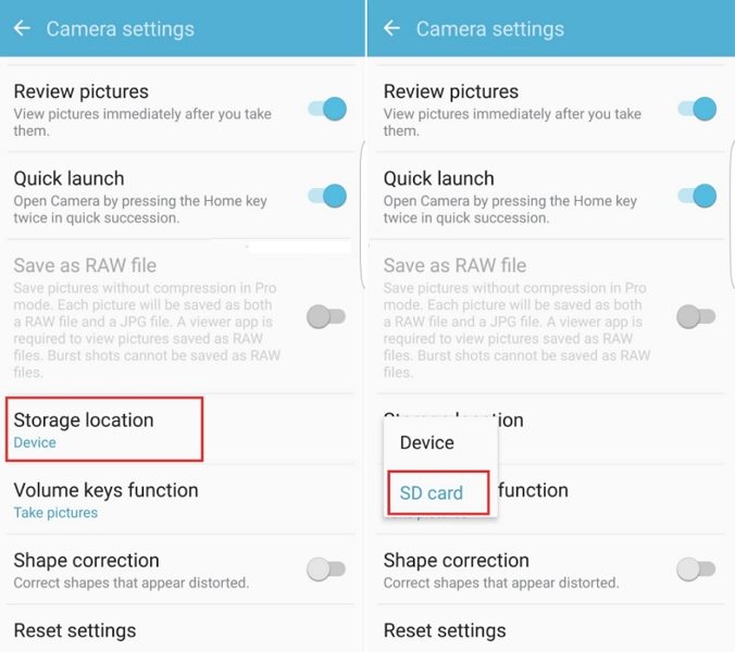 how to keep sd card as default storage on android