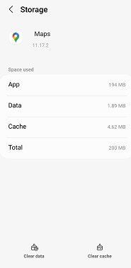 clear google maps cache and data