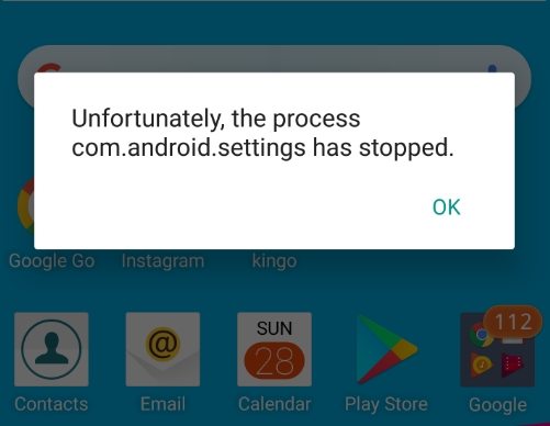 [SOLVED]Com.Android.Settings Has Stopped On Android