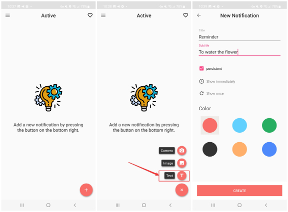 create persistent notification to change lock screen clock android 12