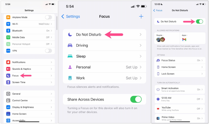 disable do not disturb mode on iphone to fix snapchat notifications not working