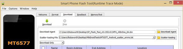 smart phone flash tool runtime trace mode download