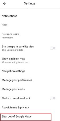 sign out of google maps