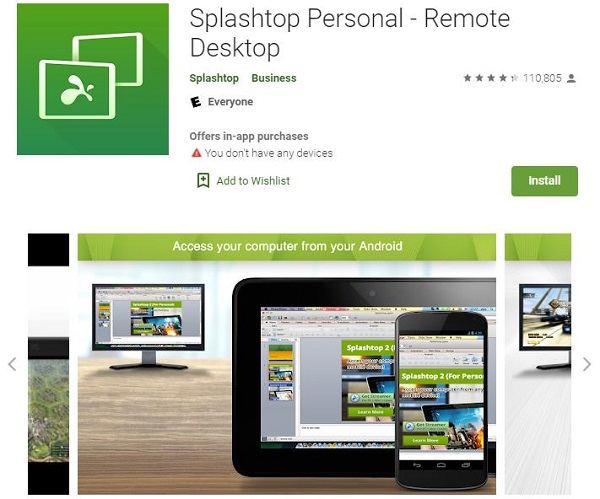 screen mirroring pc to android- splashtop