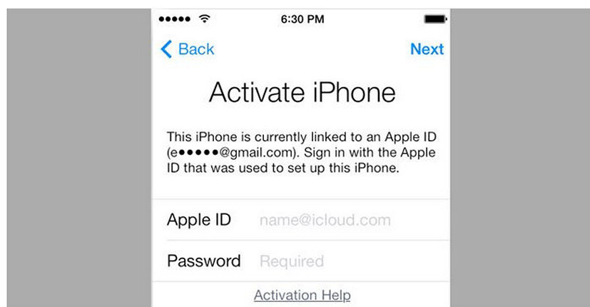 activating iphone asking for password