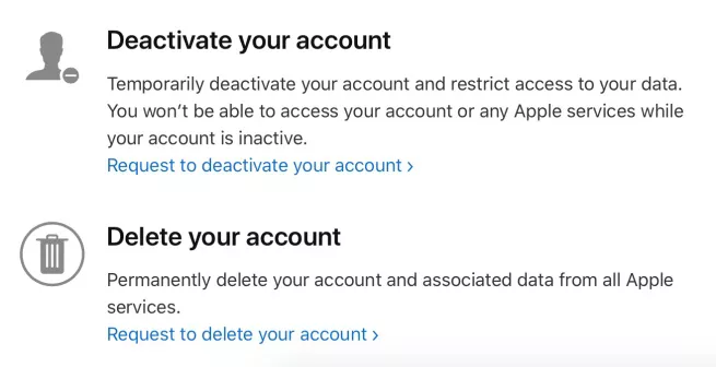 удалить учетную запись Apple ID