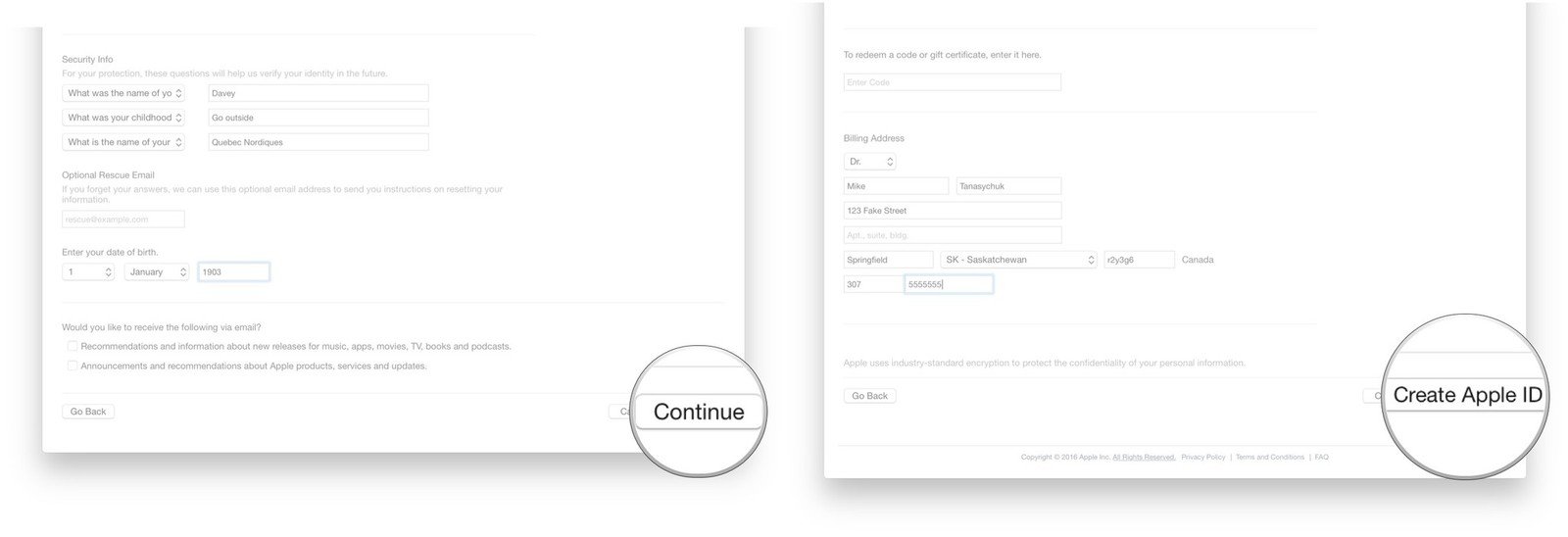 create the apple id