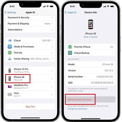 how to unlink iphone and ipad by removing device from apple id