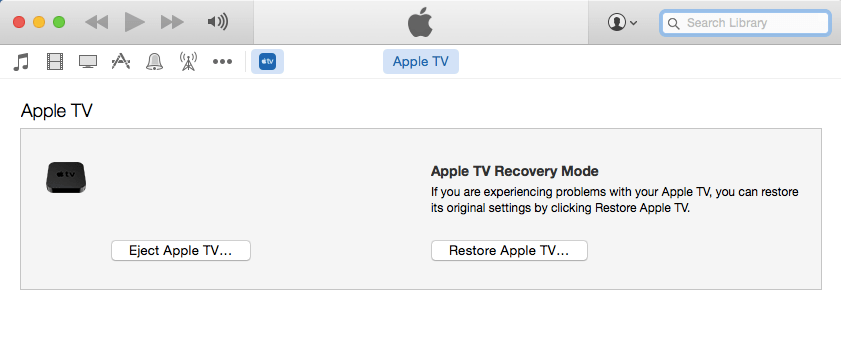 apple tv reset itunes