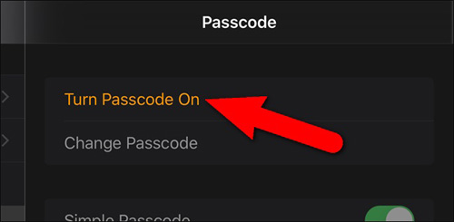 turn on passcode