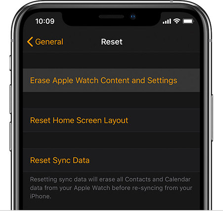 Factory reset apple watch clearance without phone