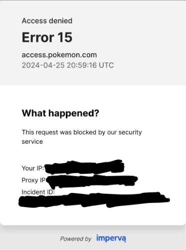 Access Denied Error 15 in access.pokemon.com