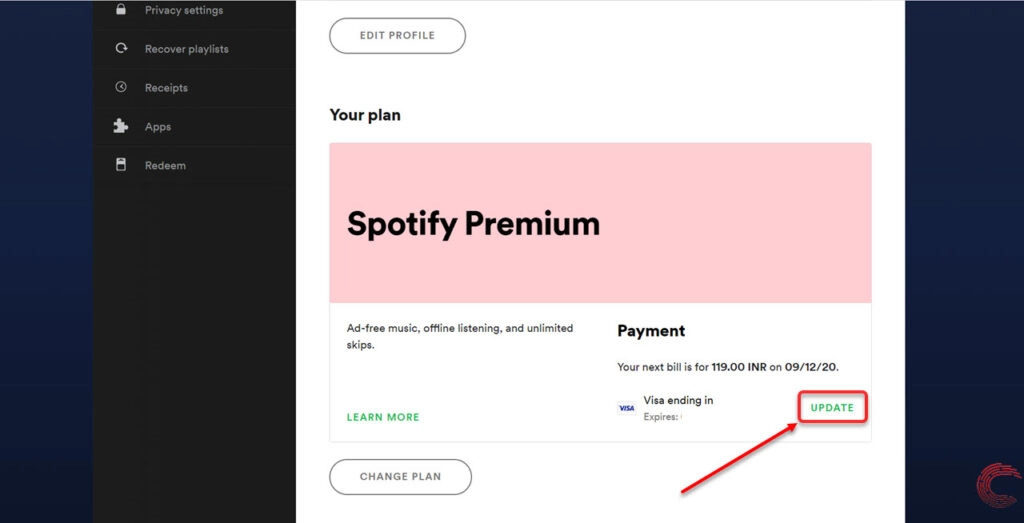 change spotify country premium account update location