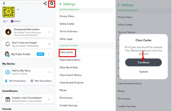 effacer le cache et les données de Snapchat