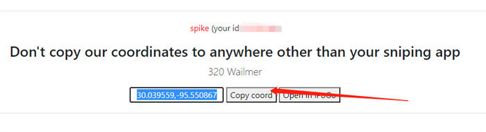 copy the coordinates on poke sniper