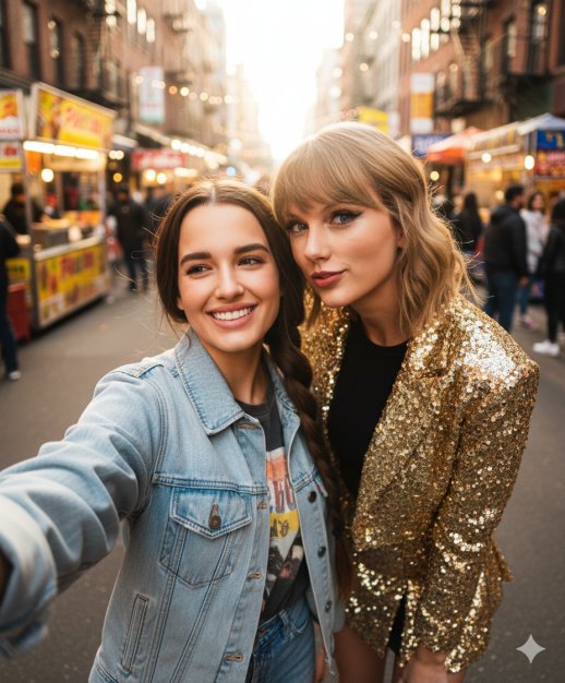 AI街頭美食區超真實明星自拍合成圖