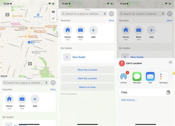 how to share location on iphone with apple maps