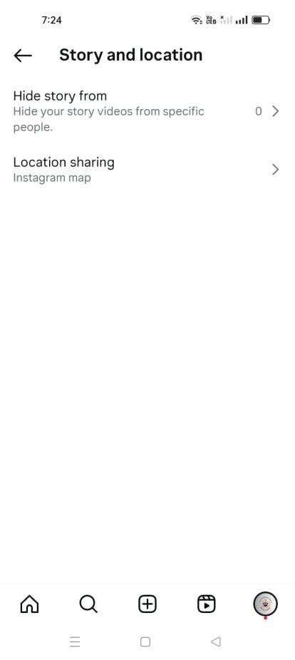 Location option in Instagram