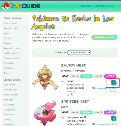 Pokémon GO Nest ポケモン巣マップ
