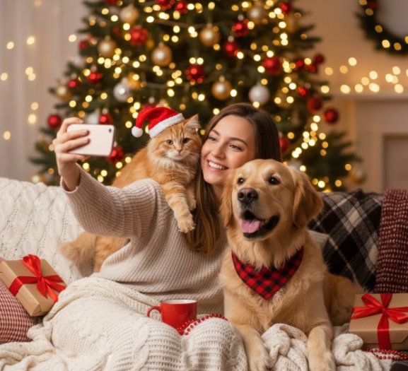 selfie-with-pet-on-sofa