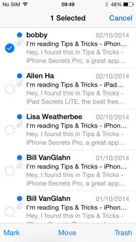 how do i delete a large number of emails on my iphone?