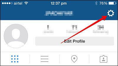 where is the setting icon for instagram