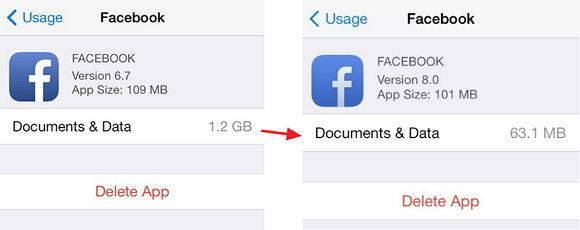 how to delete documents and data from facebook app