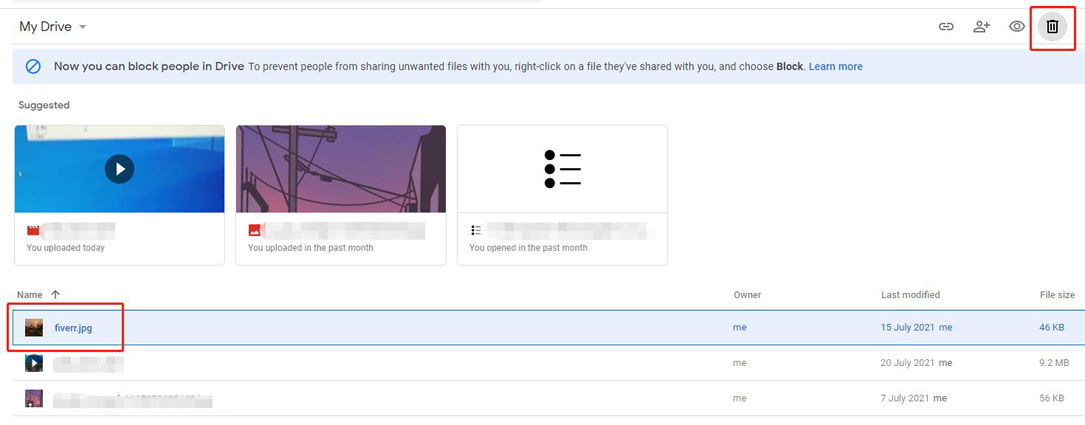 delete google drive photos