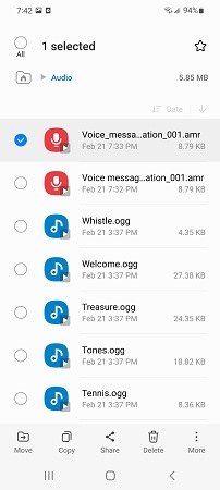 where do your saved audio messages go