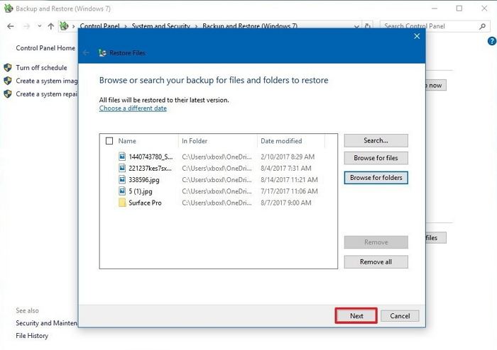 restore files