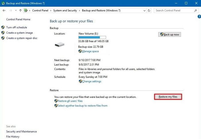 restore my files