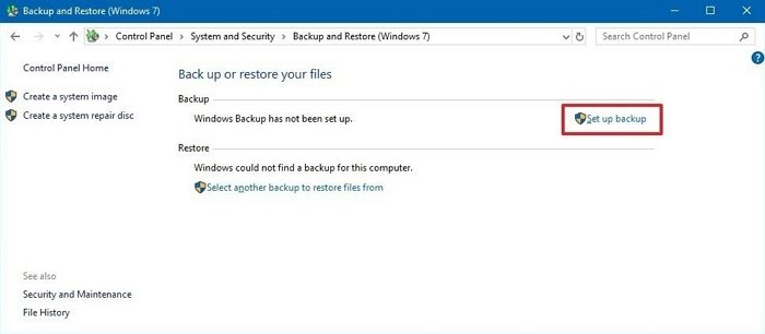 set up backup