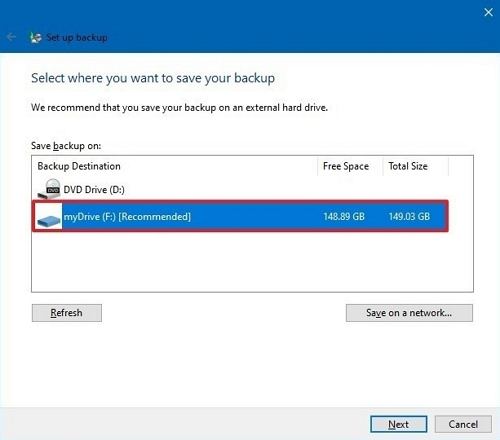 where to save backup