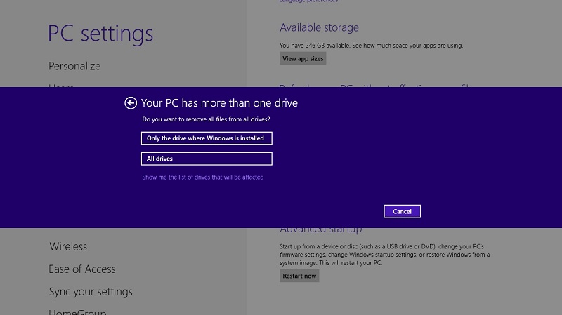 choose option windows 8