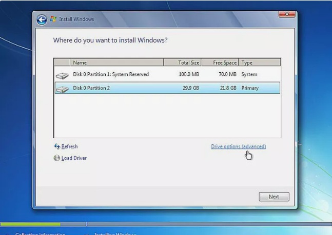 choose partition