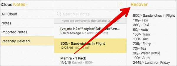 how to see deleted notes on mac