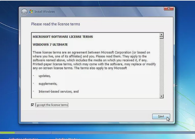 license agreement windows 7