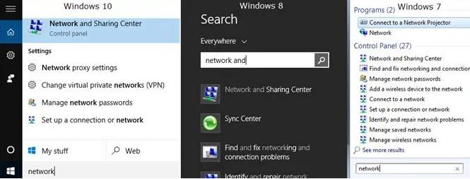 open network and sharing center