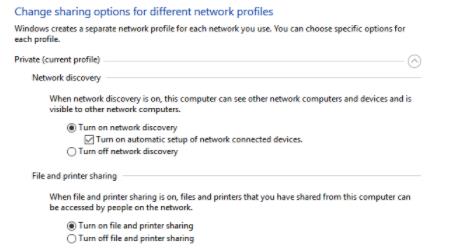 open network and sharing center