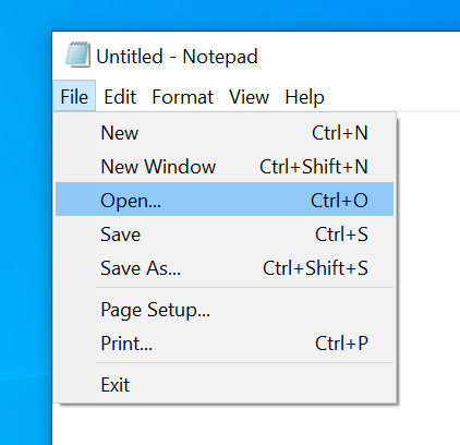 open notepad